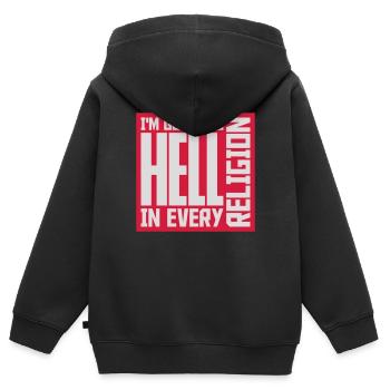 En allant en enfer - Sweat Premium à capuche zippé enfant bio - noir - Dos - AI Model Kid Male (0cm)