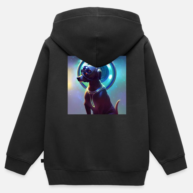 Le chien de l’univers - Sweat Premium à capuche zippé enfant bio - noir