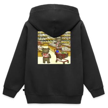 Teddybären kaufen Lebensmittel in Japan ukiyo - Kinder Premium Organic Zip Hoodie - Schwarz - Hinten - AI Model Kid Male (0cm)