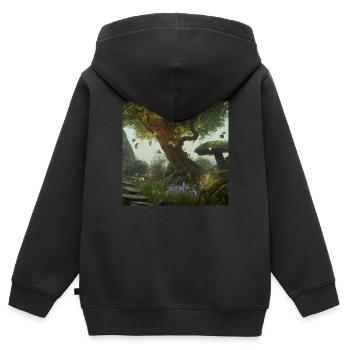 Magischer Wald - Kinder Premium Organic Zip Hoodie - Schwarz - Hinten - AI Model Kid Male (0cm)