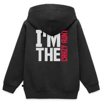 im the crazy aunt - Kinder Premium Organic Zip Hoodie - Schwarz - Hinten - AI Model Kid Male (0cm)