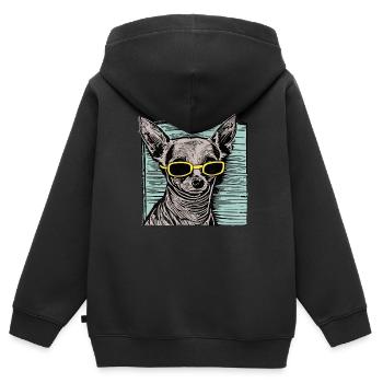 Ay Chihuahua - Sweat Premium à capuche zippé enfant bio - noir - Dos - AI Model Kid Male (0cm)