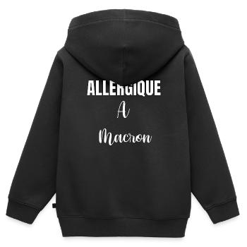 Allergique à Macron - Sweat Premium à capuche zippé enfant bio - noir - Dos - AI Model Kid Male (0cm)