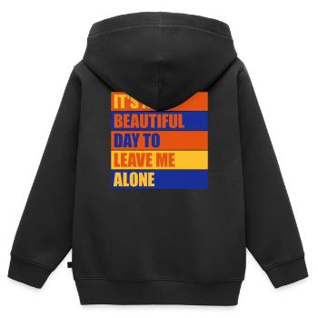 leave me alone day - Kinder Premium Organic Zip Hoodie - Schwarz - Hinten - AI Model Kid Male (0cm)