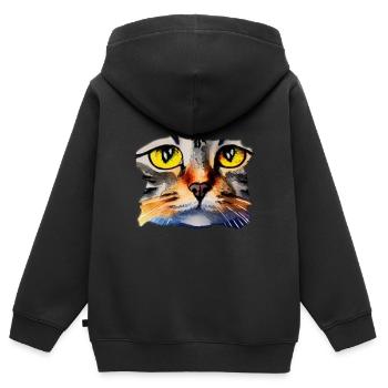 Katzengesicht 2 - Kinder Premium Organic Zip Hoodie - Schwarz - Hinten - AI Model Kid Male (0cm)