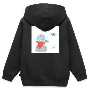 Space - Kinder Premium Organic Zip Hoodie - Schwarz - Hinten - AI Model Kid Male (0cm)