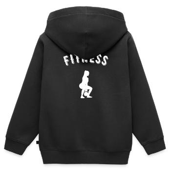 Fitness - Kinder Premium Organic Zip Hoodie - Schwarz - Hinten - AI Model Kid Male (0cm)