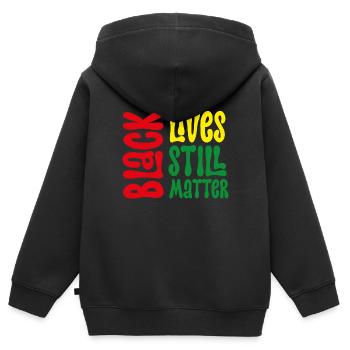 La vie des Noirs compte toujours - Sweat Premium à capuche zippé enfant bio - noir - Dos - AI Model Kid Male (0cm)