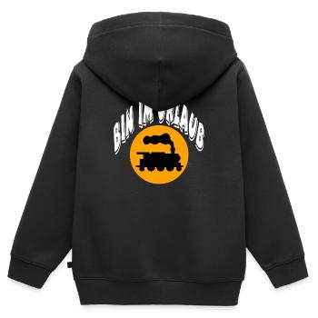 Eisenbahn - Kinder Premium Organic Zip Hoodie - Schwarz - Hinten - AI Model Kid Male (0cm)