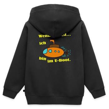 Wenn was ist, ich bin im U-Boot. - Kinder Premium Organic Zip Hoodie - Schwarz - Hinten - AI Model Kid Male (0cm)