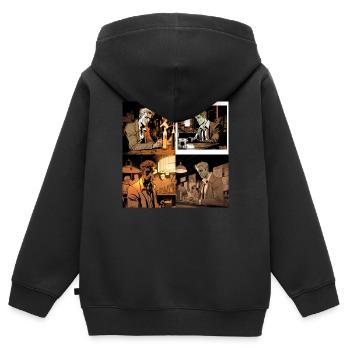 Comic picture of a person looking - Kinder Premium Organic Zip Hoodie - Schwarz - Hinten - AI Model Kid Male (0cm)