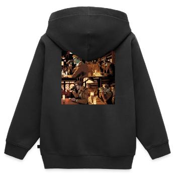 Person using binoculars to spy on target - Kinder Premium Organic Zip Hoodie - Schwarz - Hinten - AI Model Kid Male (0cm)