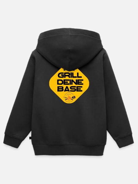 Grill Deine Base - Kinder Premium Organic Zip Hoodie - Schwarz
