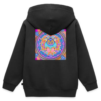 Mandalic Yeti - Kids Premium Organic Zip-up Hoodie - black - Back - AI Model Kid Male (0cm)