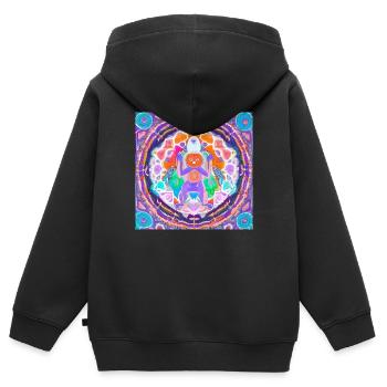 Yeti Mandala Manie - Kinder Premium Organic Zip Hoodie - Schwarz - Hinten - AI Model Kid Male (0cm)