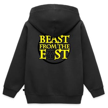 beast from the east DDR geboren - Kinder Premium Organic Zip Hoodie - Schwarz - Hinten - AI Model Kid Male (0cm)