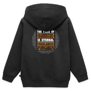 DER PREIS FÜR BARBECUE IST ETERNAL WIGILANCE - Kinder Premium Organic Zip Hoodie - Schwarz - Hinten - AI Model Kid Male (0cm)