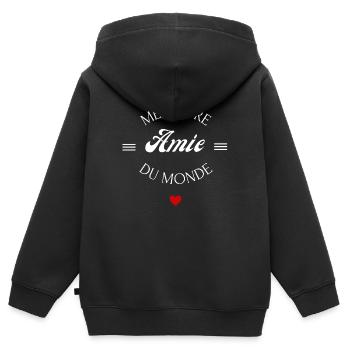 meilleure amie du monde - Sweat Premium à capuche zippé enfant bio - noir - Dos - AI Model Kid Male (0cm)
