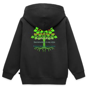 Öko-Krieger in Aktion - Kinder Premium Organic Zip Hoodie - Schwarz - Hinten - AI Model Kid Male (0cm)