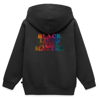 La vie des Noirs compte toujours - Sweat Premium à capuche zippé enfant bio - noir - Dos - AI Model Kid Male (0cm)
