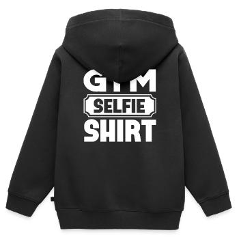 Gym Selfie Shirt - Kinder Premium Organic Zip Hoodie - Schwarz - Hinten - AI Model Kid Male (0cm)
