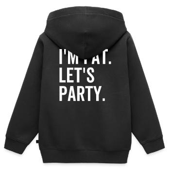 Je suis gros Let’s Party - Sweat Premium à capuche zippé enfant bio - noir - Dos - AI Model Kid Male (0cm)