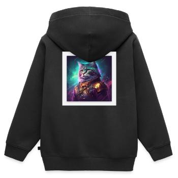 Der Herrscher der Galaxy ist eine Katze - Kinder Premium Organic Zip Hoodie - Schwarz - Hinten - AI Model Kid Male (0cm)