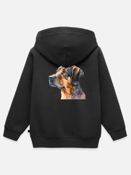 Watercolour Dog / Hund - Kinder Premium Organic Zip Hoodie - Schwarz