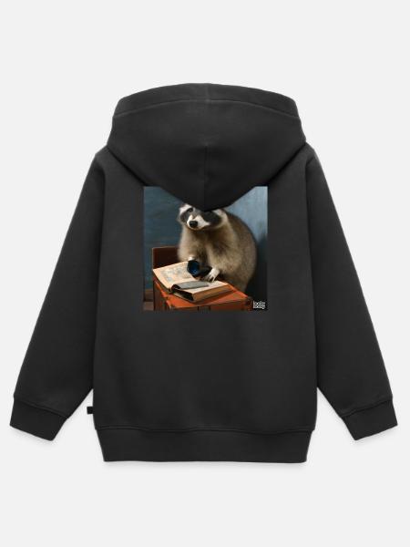 lookylooky Racoon - Kinder Premium Organic Zip Hoodie - Schwarz
