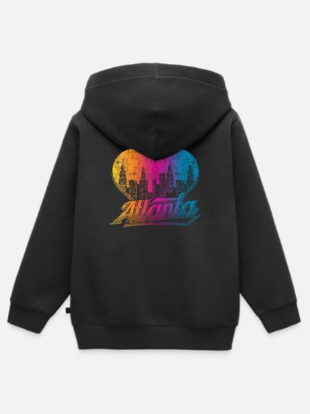 Atlanta Skyline - Kinder Premium Organic Zip Hoodie - Schwarz
