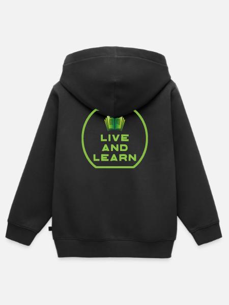Live and Learn - Kinder Premium Organic Zip Hoodie - Schwarz