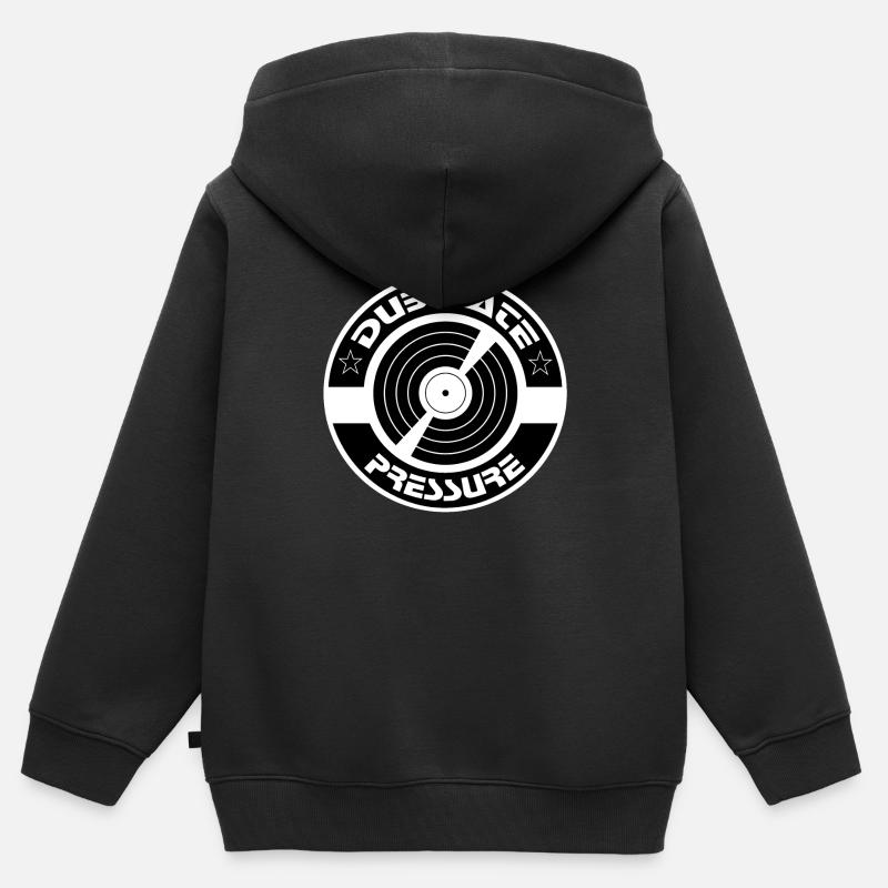 Pression de la plaque tampon - Sweat Premium à capuche zippé enfant bio - noir