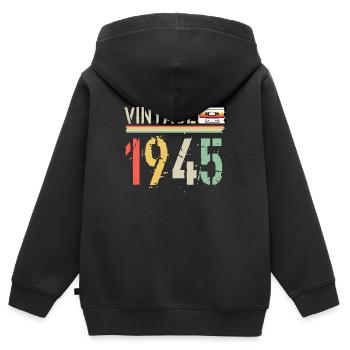 Vintage-Kassette 1945 - Kinder Premium Organic Zip Hoodie - Schwarz - Hinten - AI Model Kid Male (0cm)