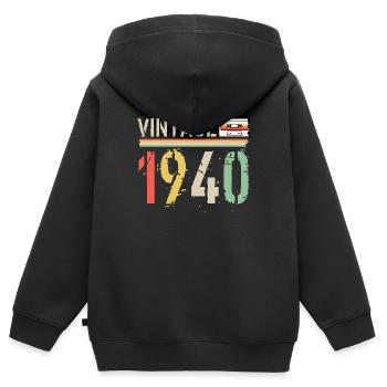 Vintage-Kassette 1940 - Kinder Premium Organic Zip Hoodie - Schwarz - Hinten - AI Model Kid Male (0cm)