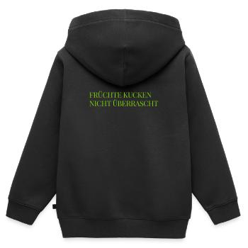 das machen Früchte nicht - Kinder Premium Organic Zip Hoodie - Schwarz - Hinten - AI Model Kid Male (0cm)