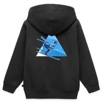 Skieur alpin « ski alpin » sculptant le ski FIS - Sweat Premium à capuche zippé enfant bio - noir - Dos - AI Model Kid Male (0cm)