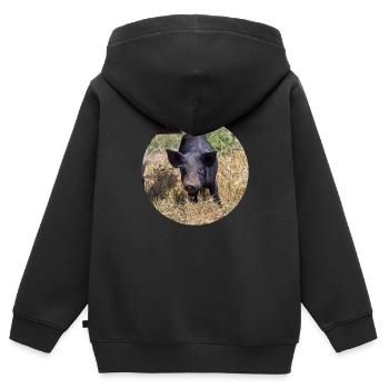 mon petit cochon - Sweat Premium à capuche zippé enfant bio - noir - Dos - AI Model Kid Male (0cm)