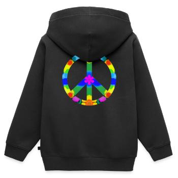 Friedens Zeichen bunt, Flowerpower - Kinder Premium Organic Zip Hoodie - Schwarz - Hinten - AI Model Kid Male (0cm)