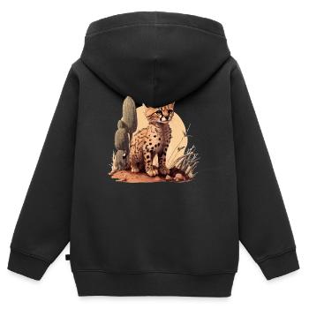 Das wilde Kätzchen - Kinder Premium Organic Zip Hoodie - Schwarz - Hinten - AI Model Kid Male (0cm)