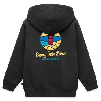 Beweg Dein Leben - Kinder Premium Organic Zip Hoodie - Schwarz - Hinten - AI Model Kid Male (0cm)