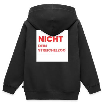 Nicht Dein Streichelzoo Print auf Panel PWSRHR - Kinder Premium Organic Zip Hoodie - Schwarz - Hinten - AI Model Kid Male (0cm)