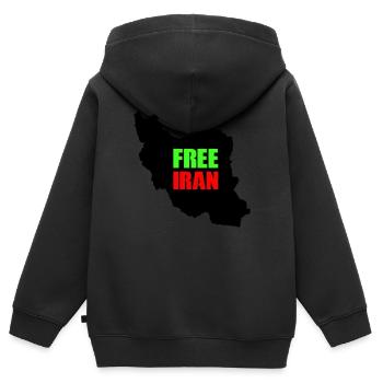 Iran libre - Sweat Premium à capuche zippé enfant bio - noir - Dos - AI Model Kid Male (0cm)