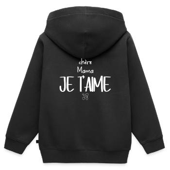 Ma chère Mama JE T’AIME - Sweat Premium à capuche zippé enfant bio - noir - Dos - AI Model Kid Male (0cm)