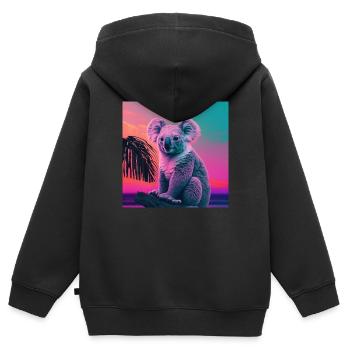 KOALA VAPORWAVE, modern art, neon colors - Kids Premium Organic Zip-up Hoodie - black - Back - AI Model Kid Male (0cm)