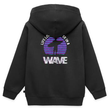 Surfen Surfergirl Windsurfen Cool - Kinder Premium Organic Zip Hoodie - Schwarz - Hinten - AI Model Kid Male (0cm)