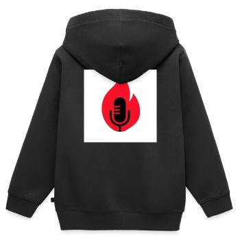 Brennendes Mikrophon - Kinder Premium Organic Zip Hoodie - Schwarz - Hinten - AI Model Kid Male (0cm)