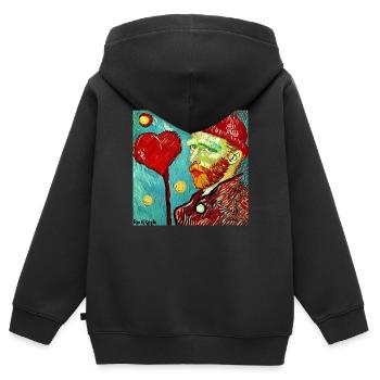 Van gogh love - Kids Premium Organic Zip-up Hoodie - black - Back - AI Model Kid Male (0cm)
