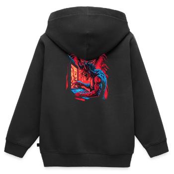 Damons Spiel - Kinder Premium Organic Zip Hoodie - Schwarz - Hinten - AI Model Kid Male (0cm)