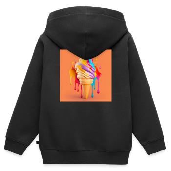 Eis mit Farbspritzern gegen - Kinder Premium Organic Zip Hoodie - Schwarz - Hinten - AI Model Kid Male (0cm)