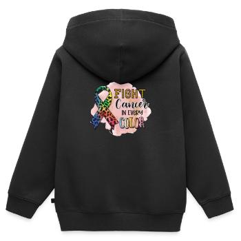Bekämpfen Sie Krebs in jeder Farbe - Kinder Premium Organic Zip Hoodie - Schwarz - Hinten - AI Model Kid Male (0cm)